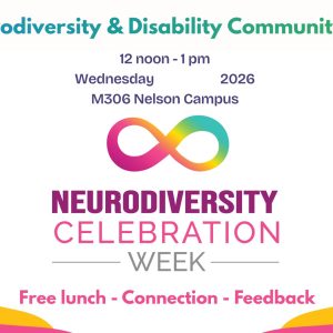 Neurodiversity celebration & welcome lunch digital signage 2026